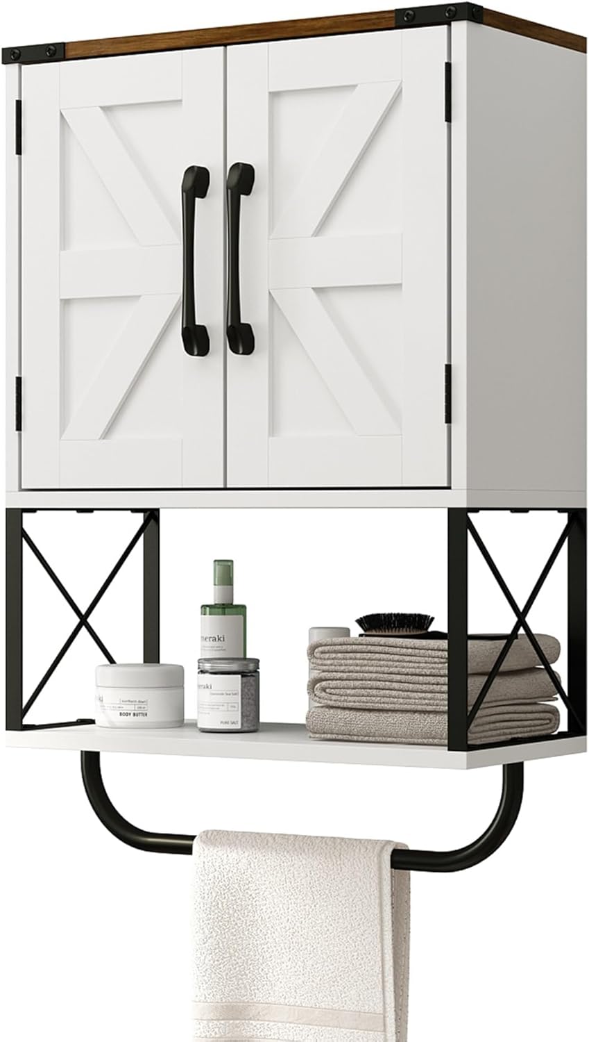 RUSTOWN Farmhouse Rustic Medicine Cabinet with Barn Doors