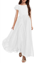 Girls Vintage Chiffon Ruffle Sleeve A-Line Maxi Dress