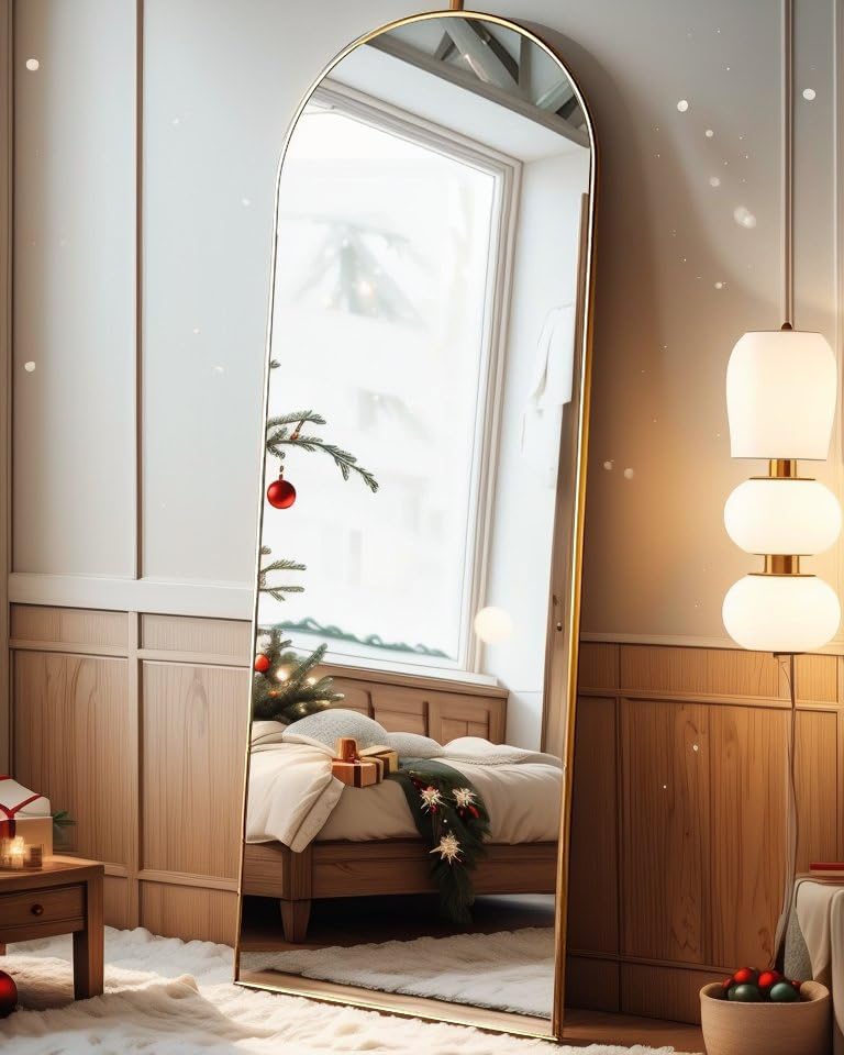 Full Length Arched Mirror with Aluminum Frame - 58 in x 18 in