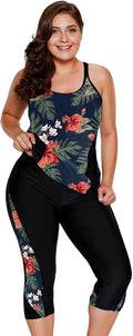LALAGEN Womens Plus Size Tankini Two Piece Swimsuit - Modest Coverage