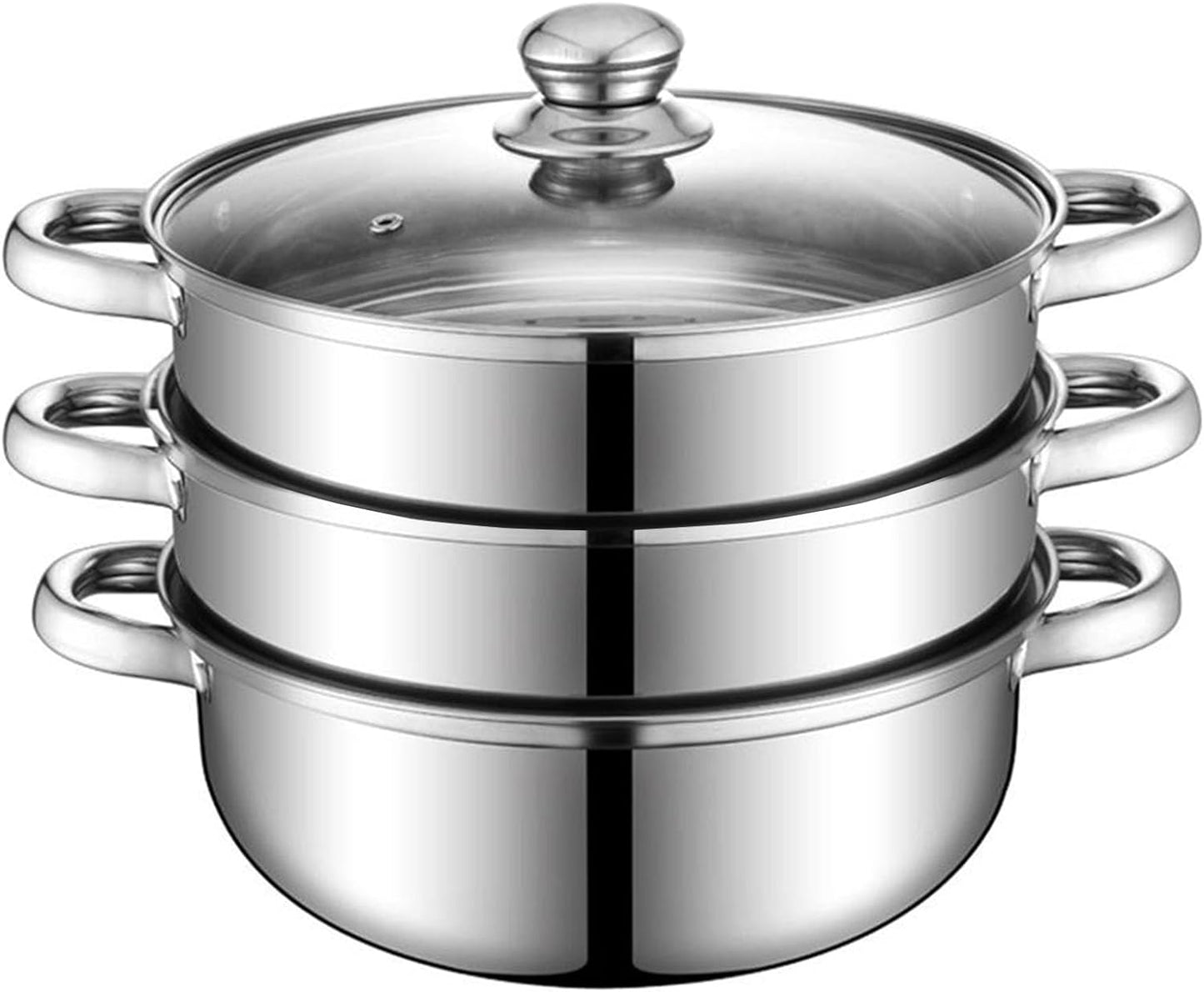11 inch Steamer Pot for Cooking - 3-Tier Stainless Steel Cookware