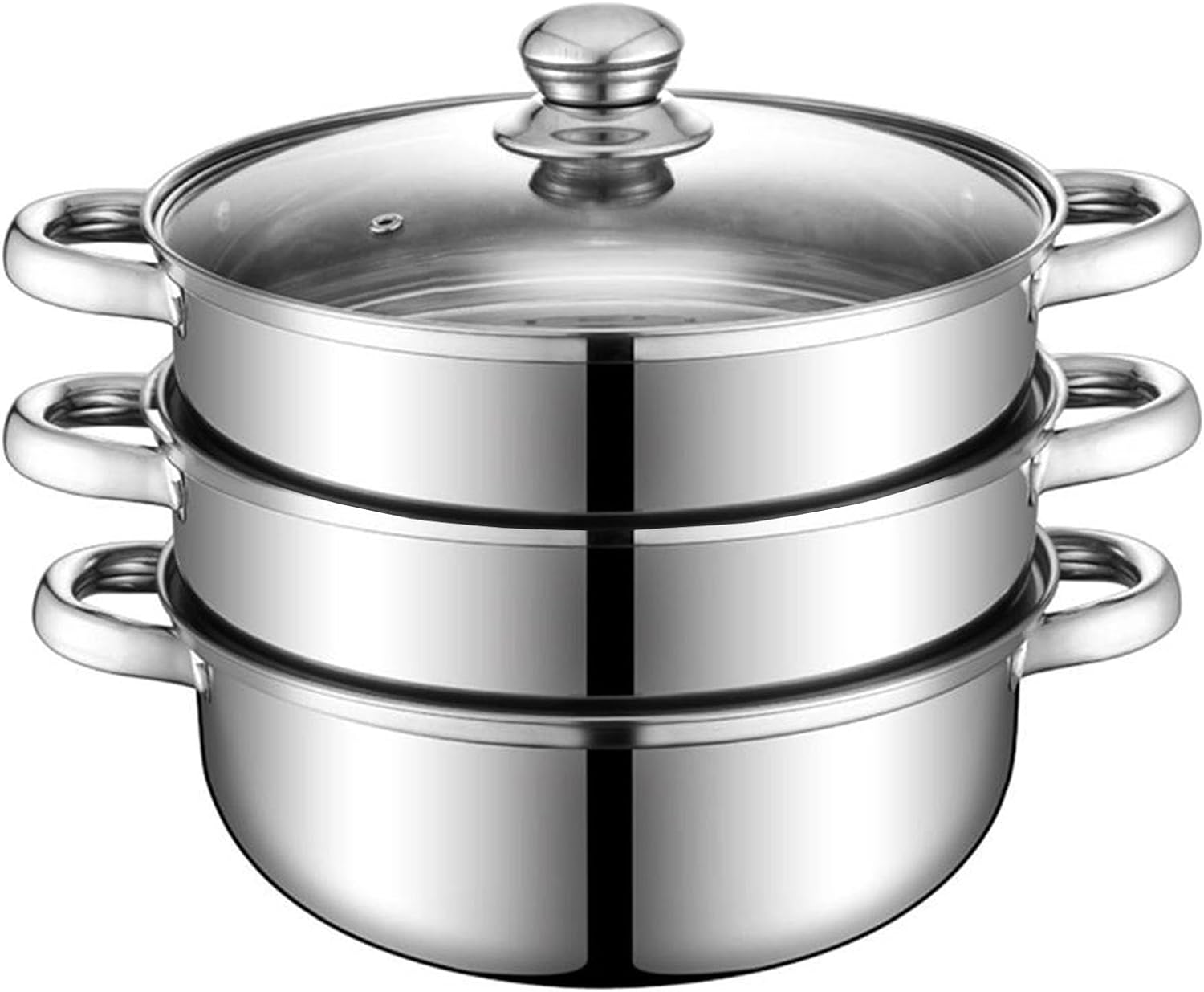 11 inch Steamer Pot for Cooking - 3-Tier Stainless Steel Cookware