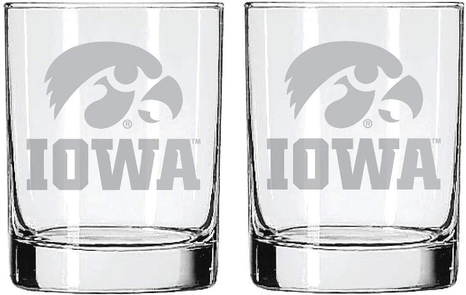 Iowa Hawkeyes 2-Sided Satin Finish Whiskey Glass Set of 2