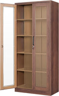 Display Storage Cabinet with Glass Door, 71 in Metal Curio Cabinet