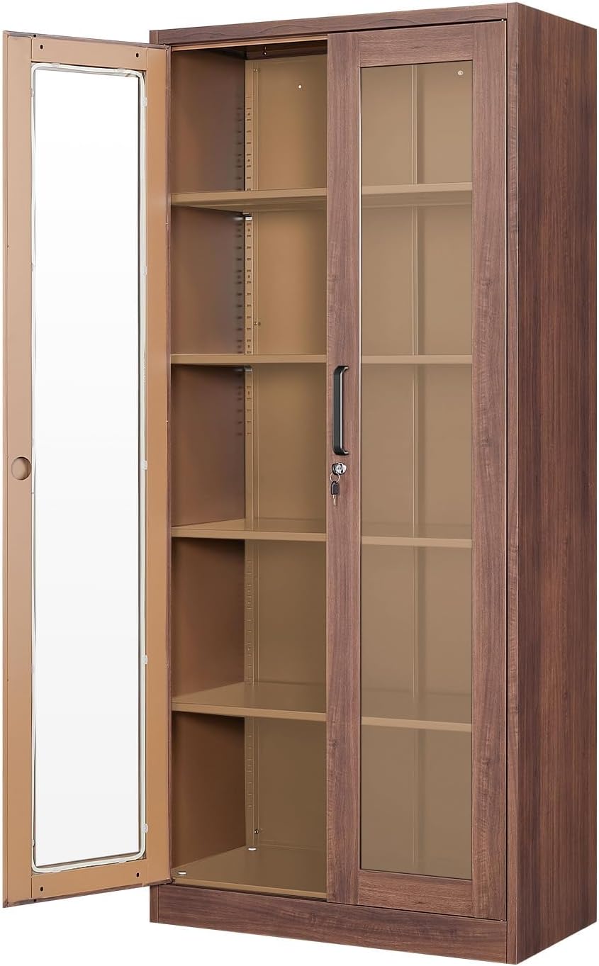 Display Storage Cabinet with Glass Door for Home and Office