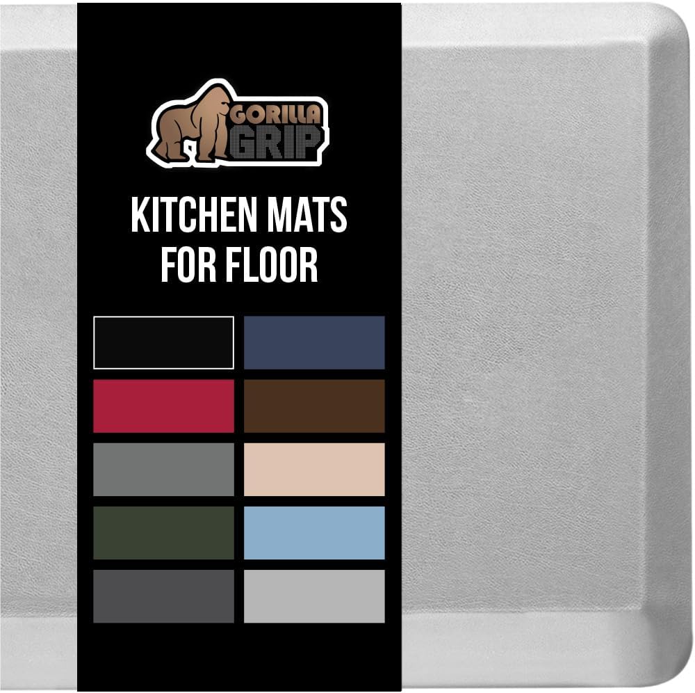 GORILLA GRIP Cushioned Kitchen Mats for Floor, 39x20, Light Gray