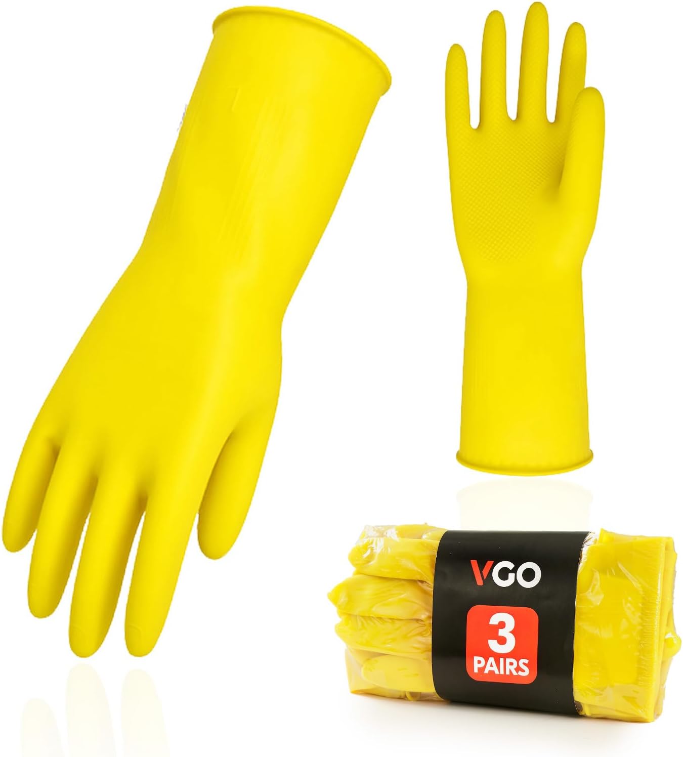 3-Pack XL Reusable Rubber Gloves for Household, Cleaning, Gardening