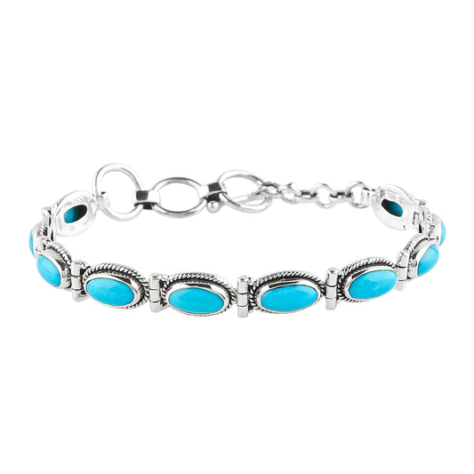 Sleeping Beauty Turquoise Toggle Bracelet in 925 Sterling Silver