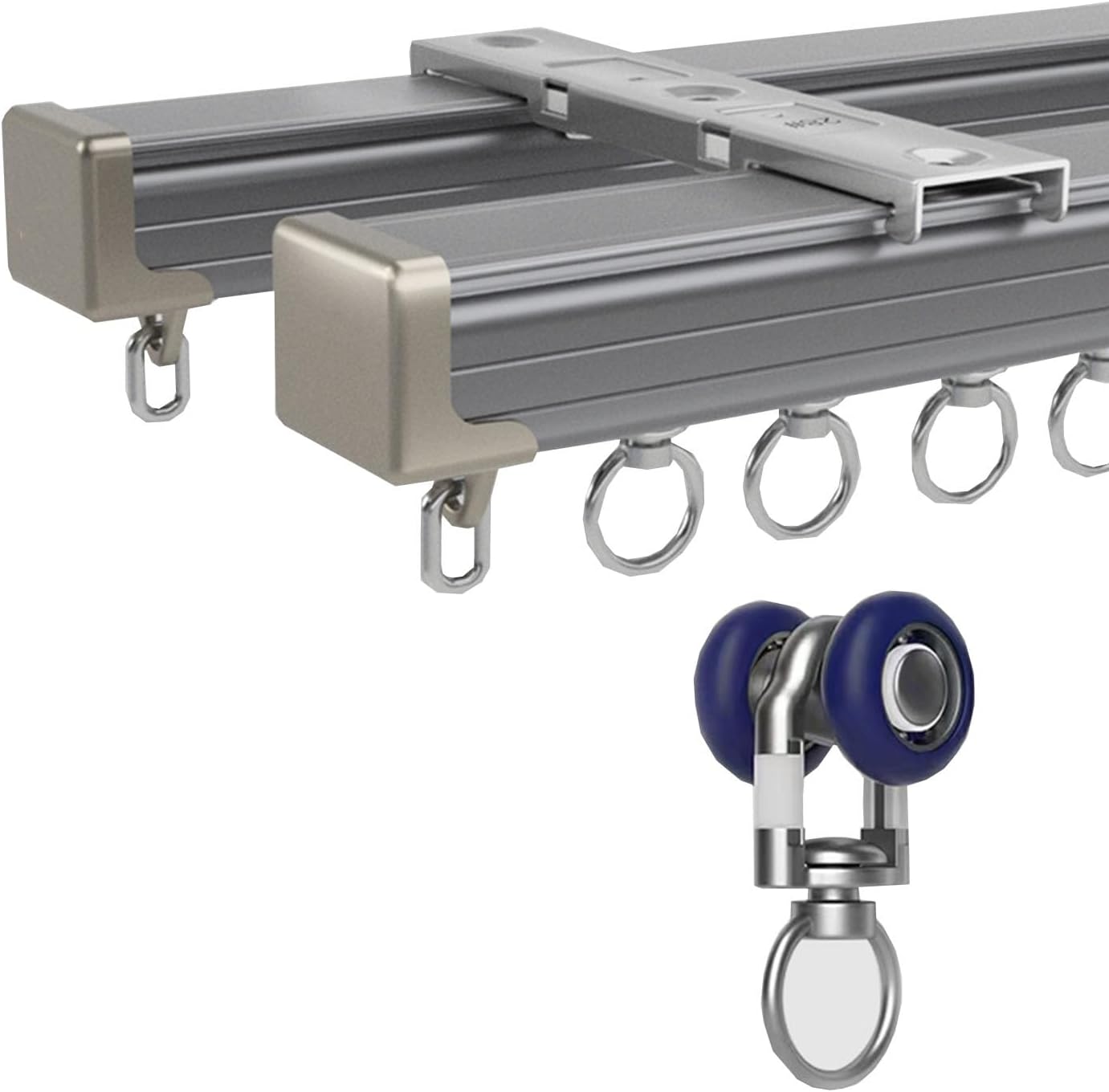 Silent Roller Double-Track Curtain Mount | Heavy-Duty 80 Kg Capacity