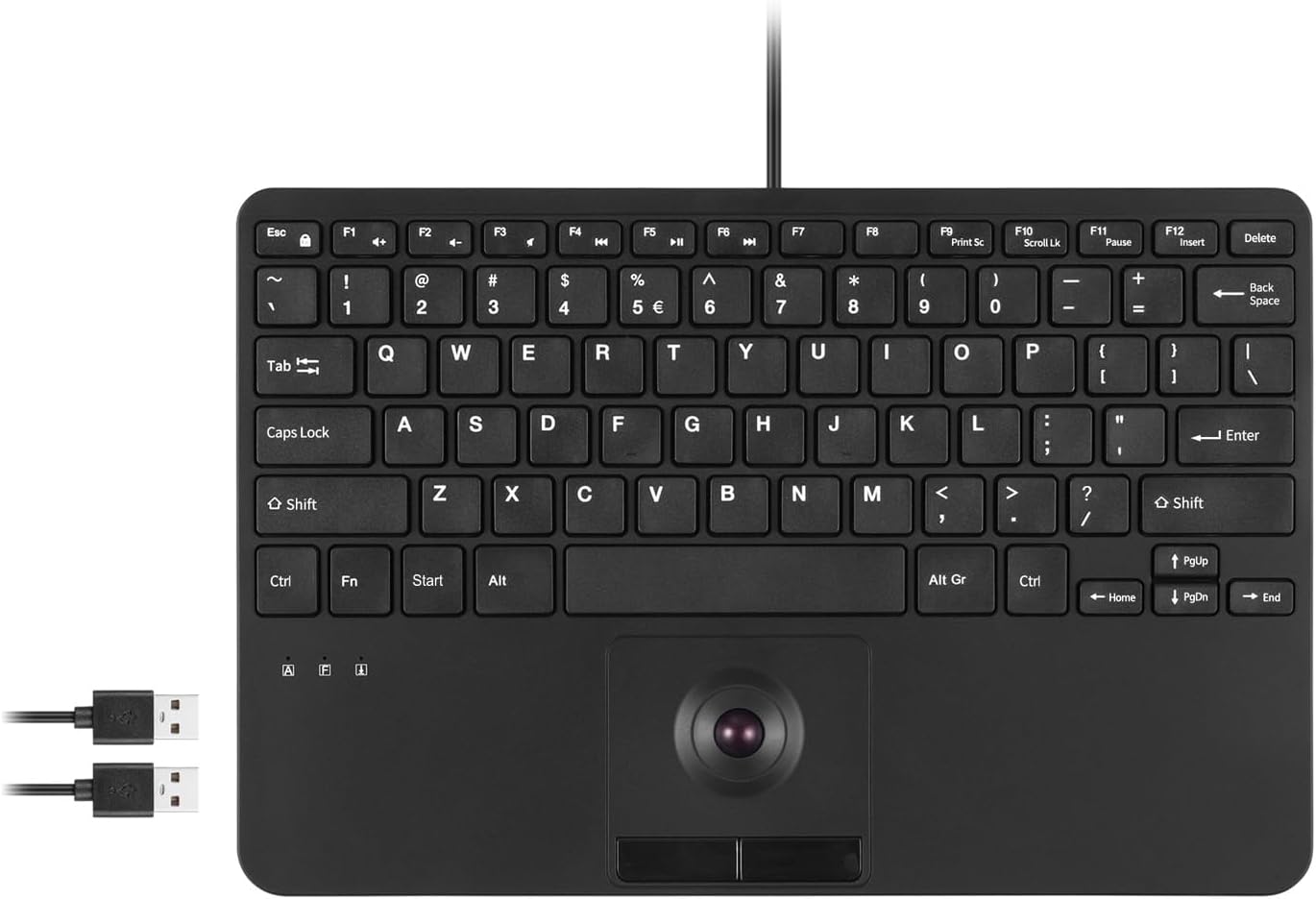 Wired Mini USB Keyboard with Trackball for Efficient Workspaces