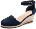 Womens Espadrilles Closed Toe Ankle Strap Platform Wedge Sandals