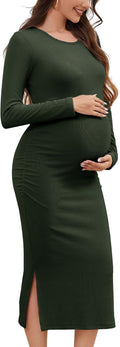 Smallshow Women's Long Sleeve Maternity Sweater Dress - Cozy Stretch