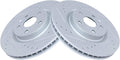 TRQ Front Brake Rotors Set Premium G-Coated - Slotted X Drilled