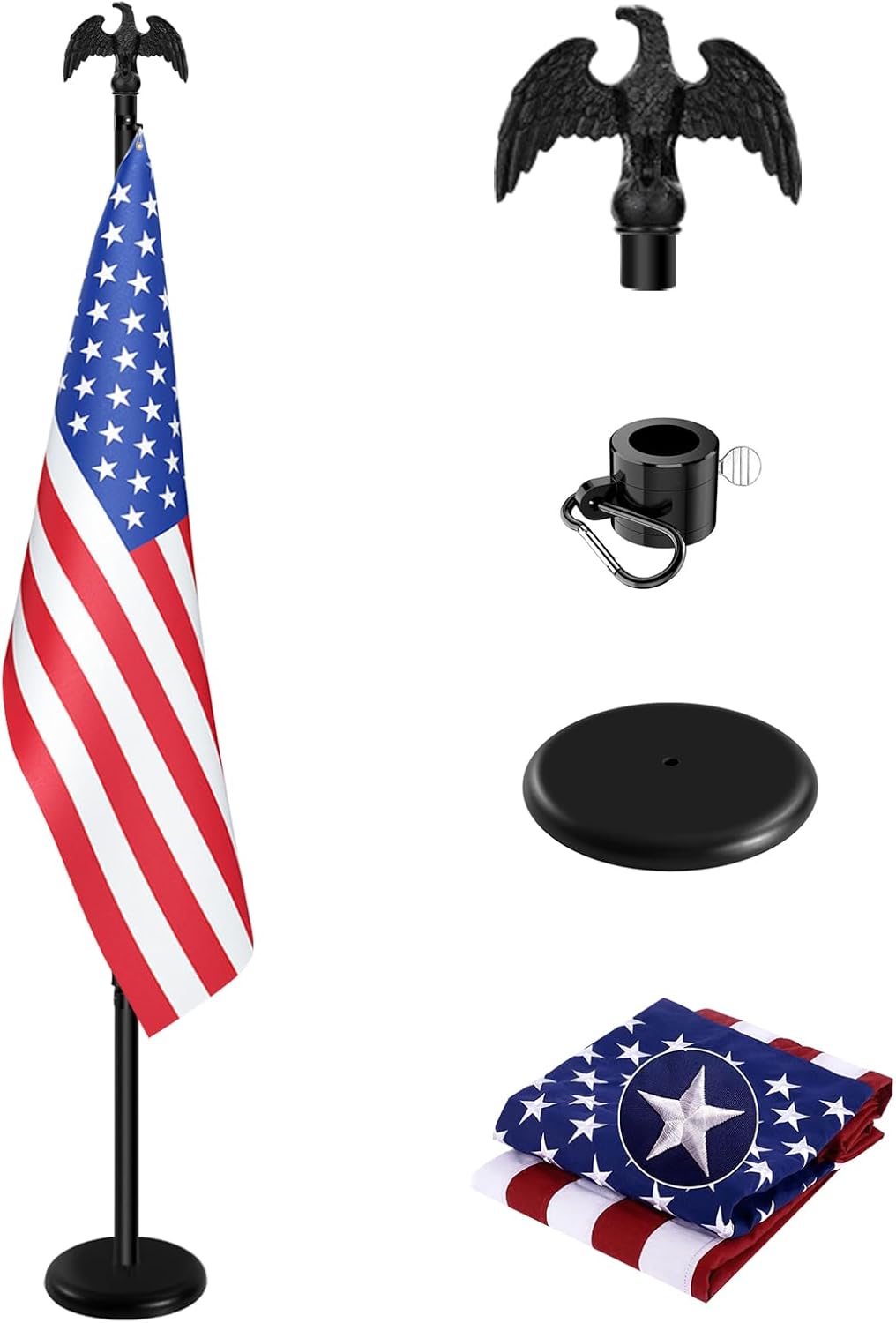 Indoor Flag Pole Kit with Adjustable Height and Eagle Topper