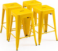 24 in Backless Yellow Metal Barstools Set of 4 - Stackable Counter