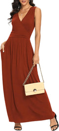 Women Sleeveless Deep V Neck Loose Rayon Maxi Dress - Comfortable