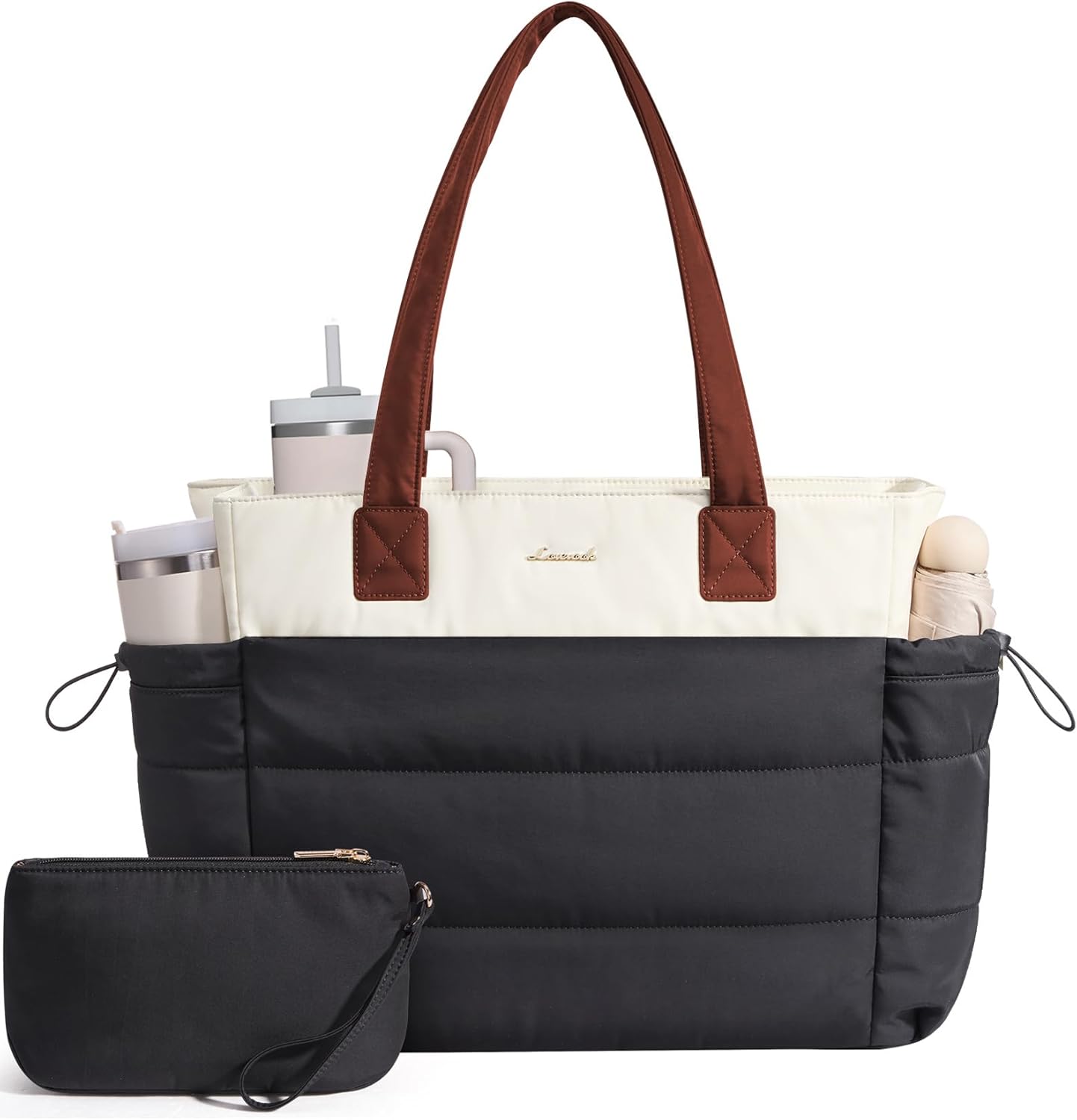 LOVEVOOK Tote Bag for Women with Giant Tumbler Holder Pocket