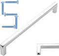 Solid Square Bar Cabinet Handle 7.6 in Chrome - Pack of 5