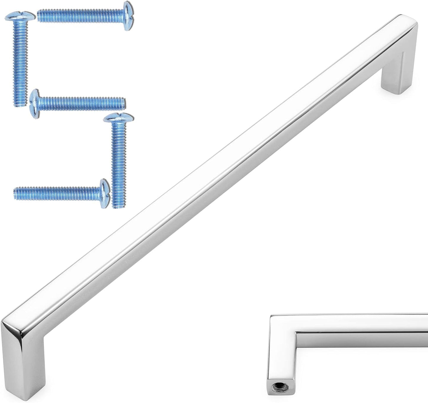 KOOFIZO Solid Square Bar Cabinet Handle - Chrome Pulls for Furniture