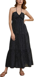 Women's Casual Halter Tiered Vacation Maxi Dress with Pockets Occasion