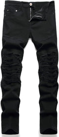RXXKKK Men's Classic Zipper Biker Regular Fit Flex Jean (Style 27VZ)