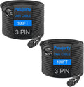 100 FT DMX Cable 2 Pack - Coiled 3 Pin DMX Cable for Lighting