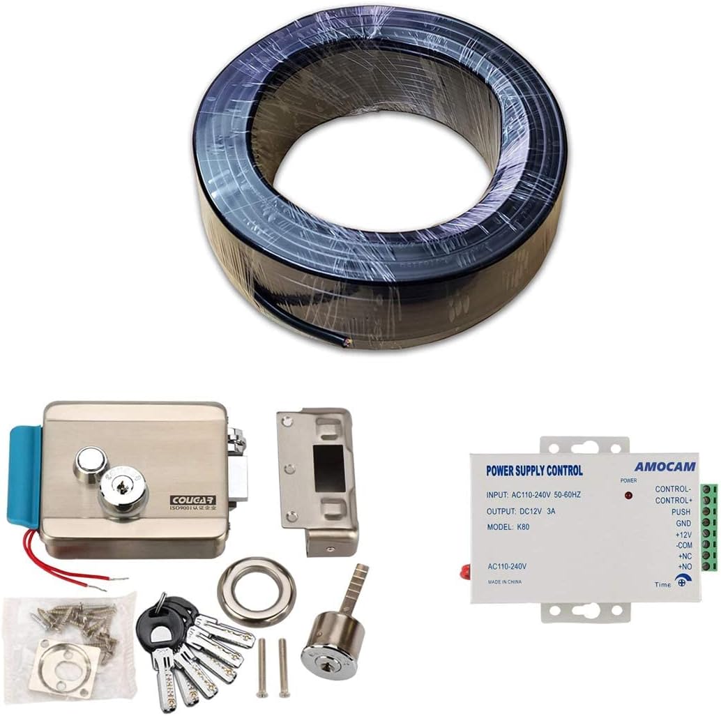 Upgrade Version AMOCAM Electric Door Lock with Power Supply Kit