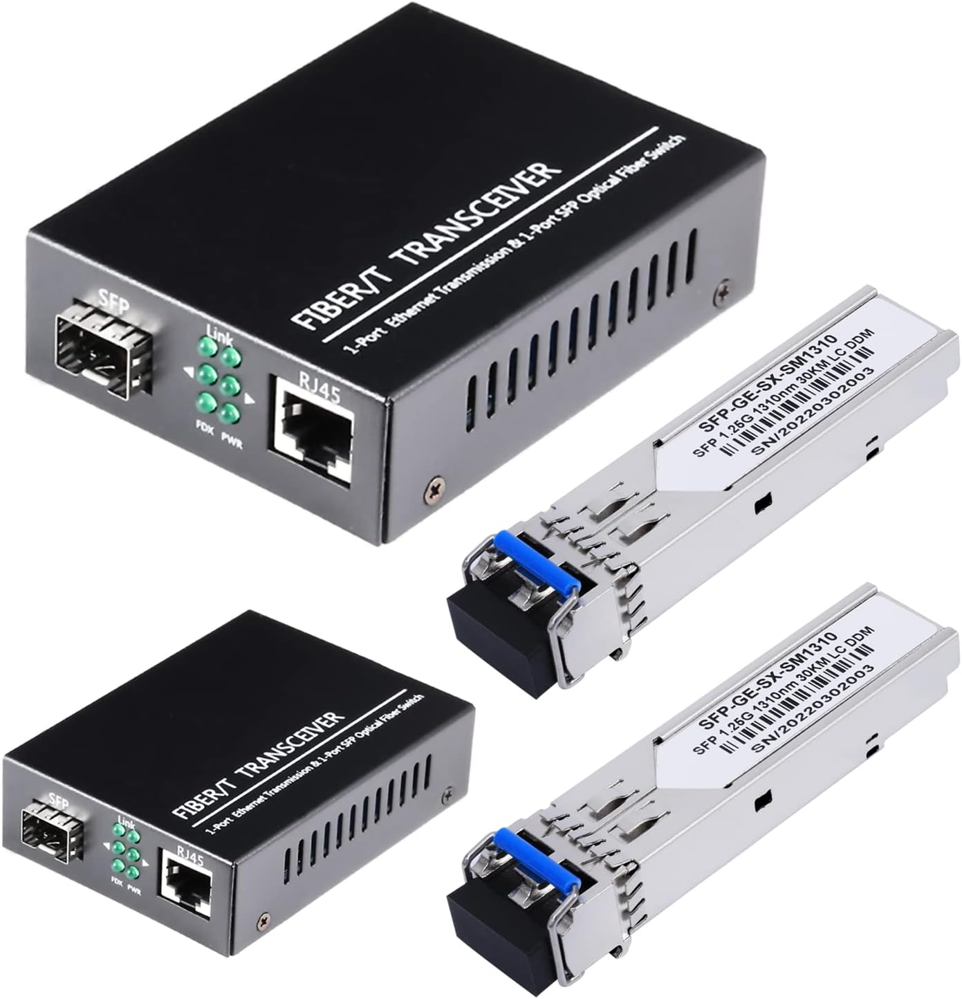 2 Pack 1.25G/s Bidi Gigabit Single-Mode Fiber Media Converter