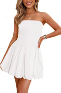PRETTYGARDEN Bubble Mini Short Dress Strapless Sundress (Style X3NK)