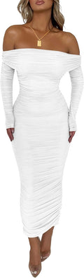 PRETTYGARDEN Women's Off The Shoulder Maxi Dress for Fall