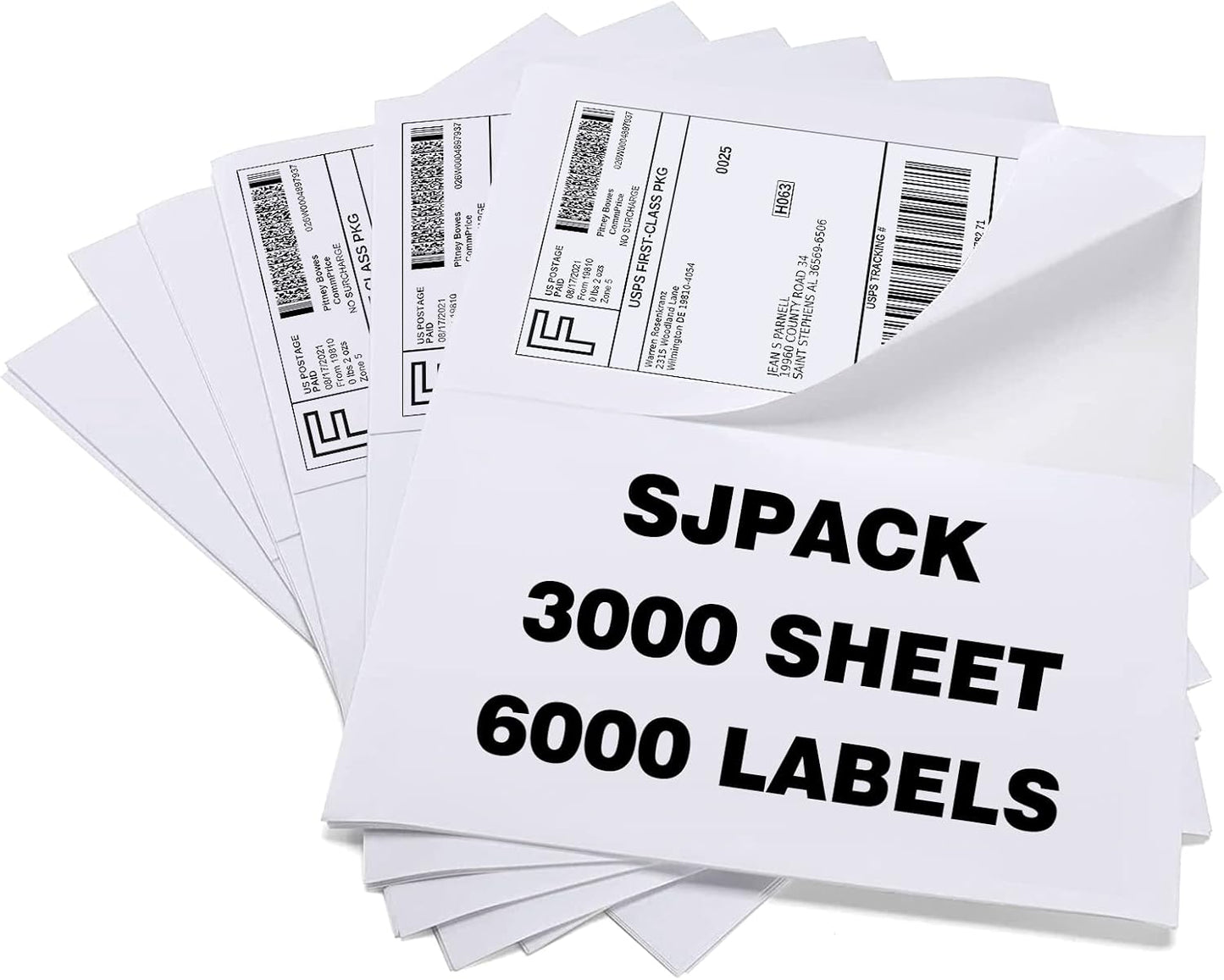 6000 Half Sheet Laser Ink Jet Shipping Labels for Easy Mailing