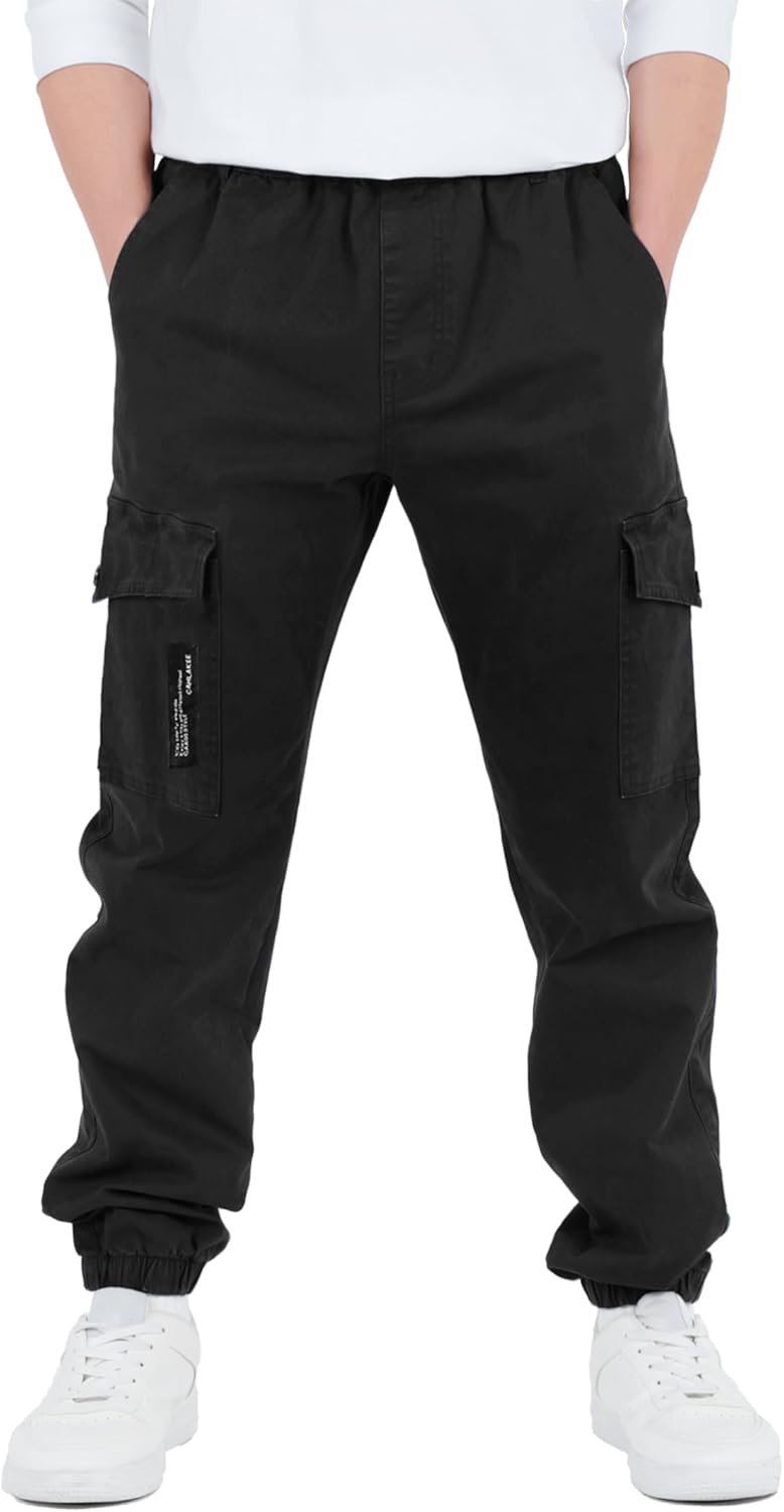 Boys Cargo Pants Stretch Elastic Waist for Active Kids