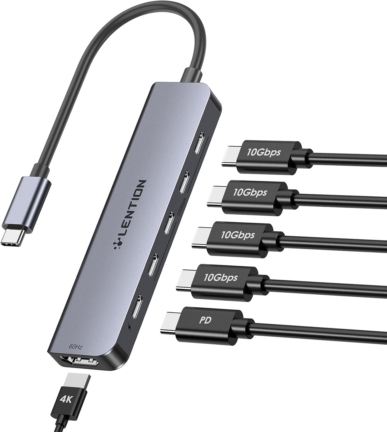 LENTION 6-in-1 USB C Hub Dock with 4K HDMI and 100W PD