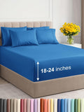 Extra Deep Queen Sheet Set Royal Blue - 6 Piece Cooling Sheets