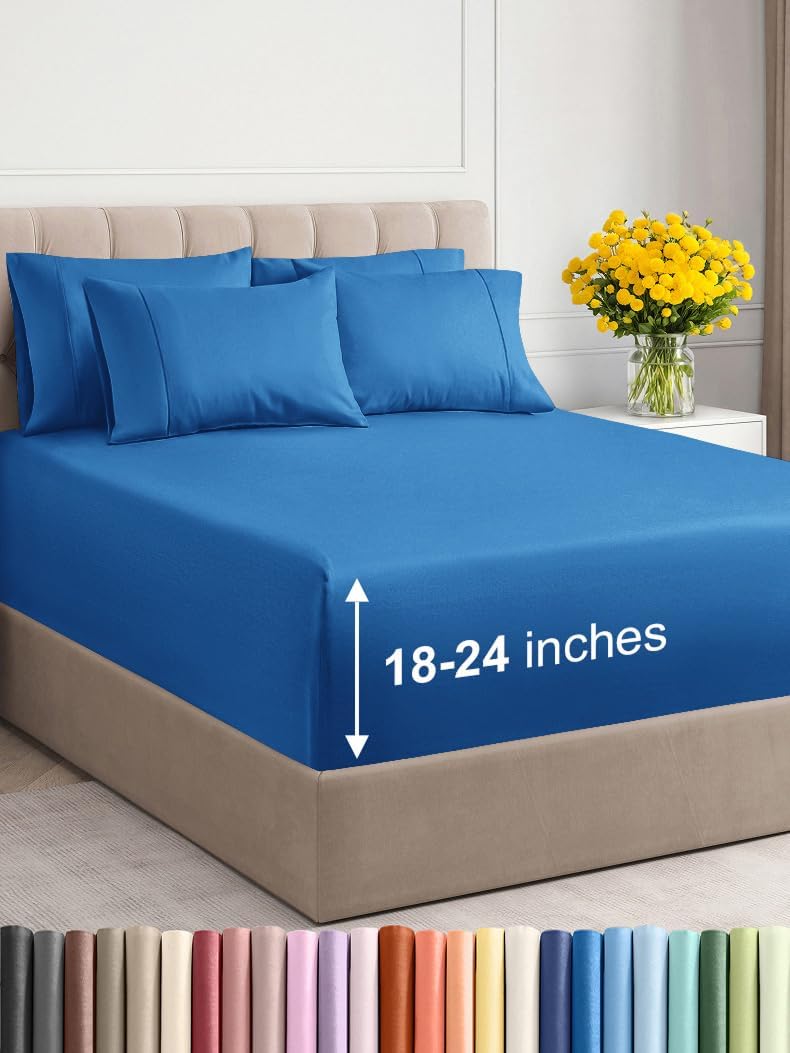Extra Deep Queen Sheet Set - 6 Piece Soft & Cooling Sheets