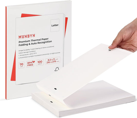 MUNBYN US Letter Size Thermal Paper - 100 Sheets