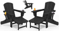 Black Oversized Folding Adirondack Chair Set of 2 - Reclining Comfort