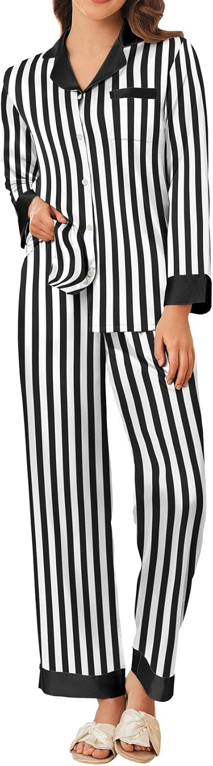 Ekouaer Silk Pajamas for Women Long Sleeve Satin Pajama Set