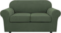 Bronze Green 3 Piece Stretch Sofa Covers for 2 Cushion Loveseat