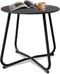 Patio Side Table Waterproof Round Metal Steel - Weather Resistant