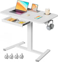 Mobile Standing Desk with Drawer 35in - Compact Adjustable Workstation