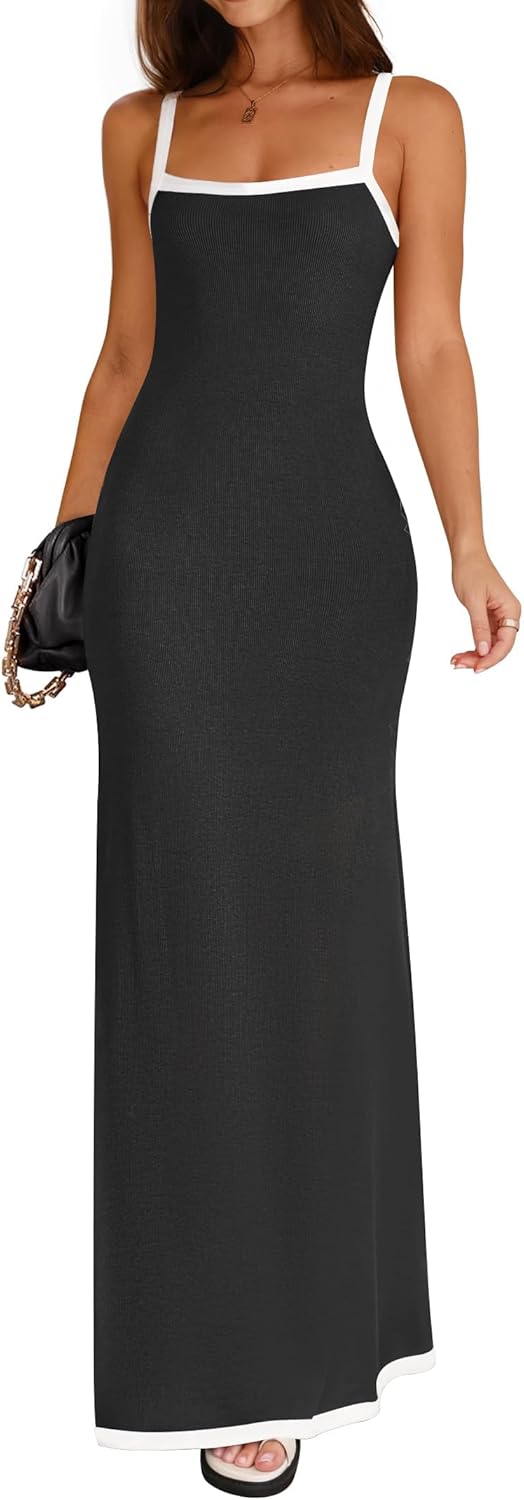 ZESICA Women's Summer Spaghetti Straps Maxi Dress for Elegance