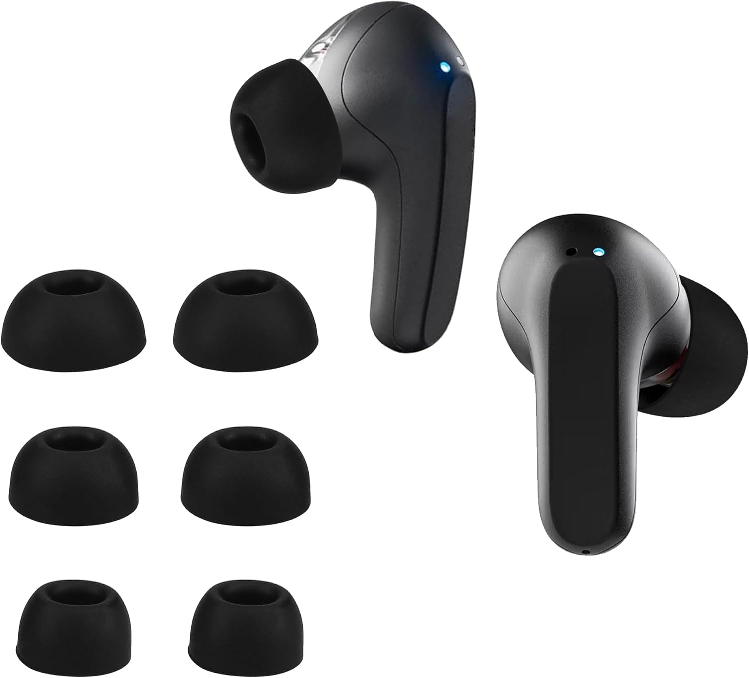 Black Silicone Ear Tips for Skullcandy Rail - 6X Replacement