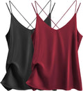 Ekouaer Womens Silk Satin Camisole Tank Top V Neck - Sleek Summer