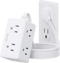 6Ft Flat Plug Small Power Strip with 6 Wide Outlets - Space Saving