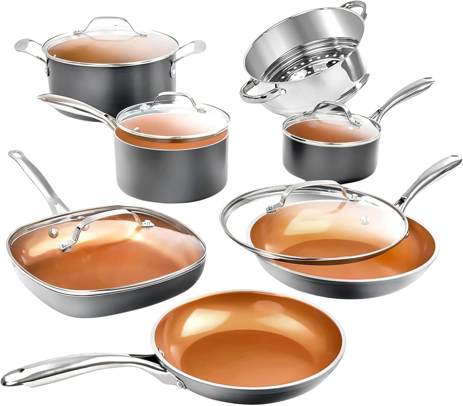 Gotham Steel 12 Pc Ceramic Cookware Set Nonstick for Cooking