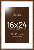 Walnut Picture Frame 16x24 with Mat 12x18 - Dark Oak Gallery Look