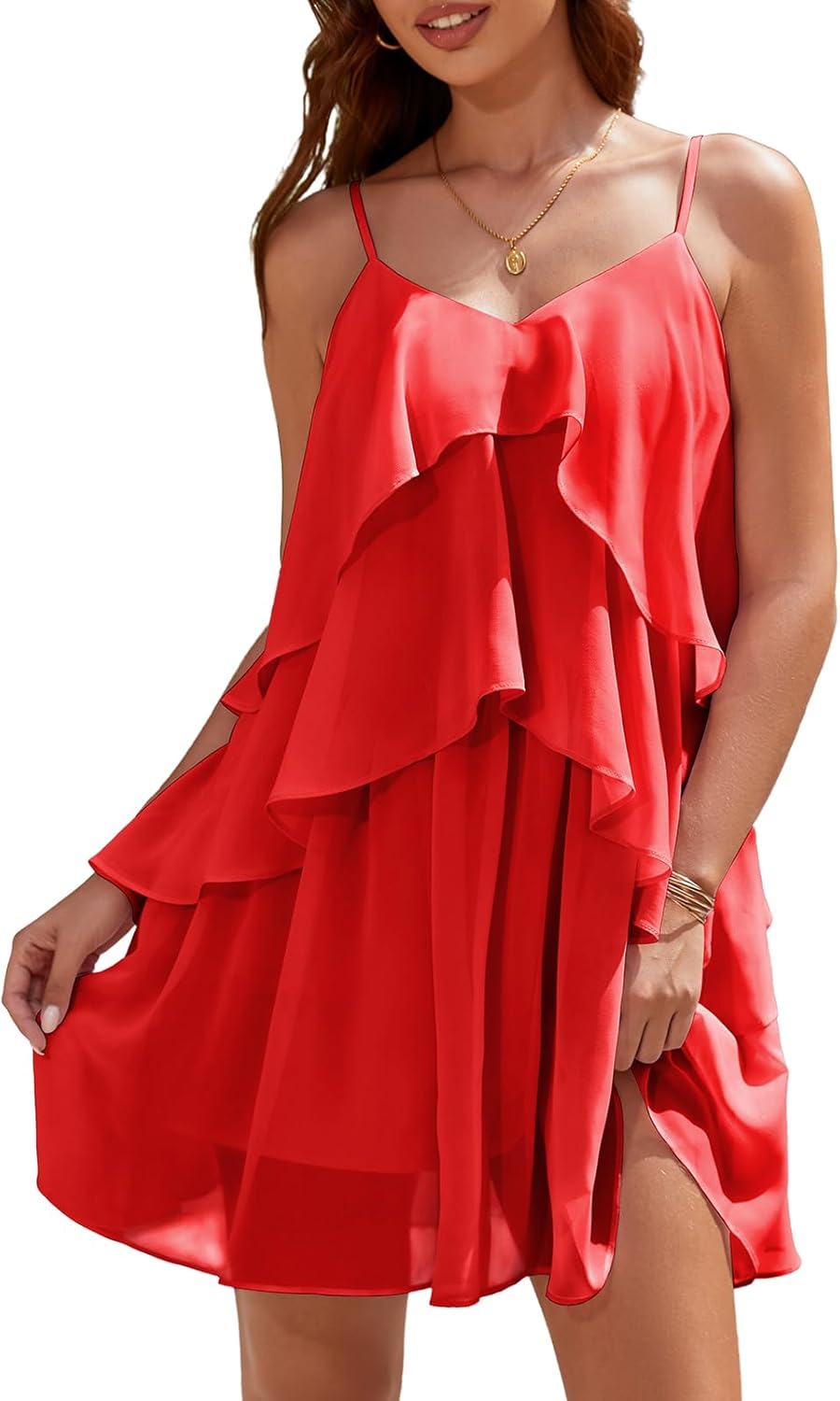 DRESSTELLS Women's Cocktail Ruffle Tiered Dress for Events