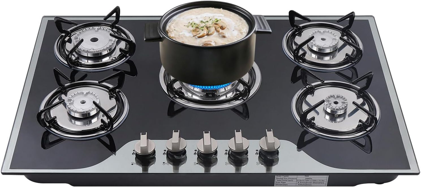 5 Burner Built-in Stainless Steel Gas Stove Top for Efficient Cooking