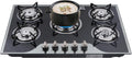 30x20 Built in Gas Cooktop 5 Burners - Efficient Black Glass Cooktop